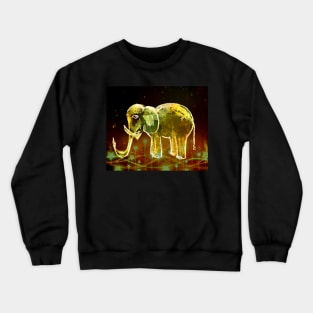 Elephant And Stars. Elephants Gold Pattern. Crewneck Sweatshirt